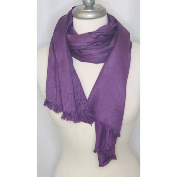PASHMINA Scarf Wrap Shawl Fringe Purple Rayon Made in India Light Weight - Picture 1 of 8